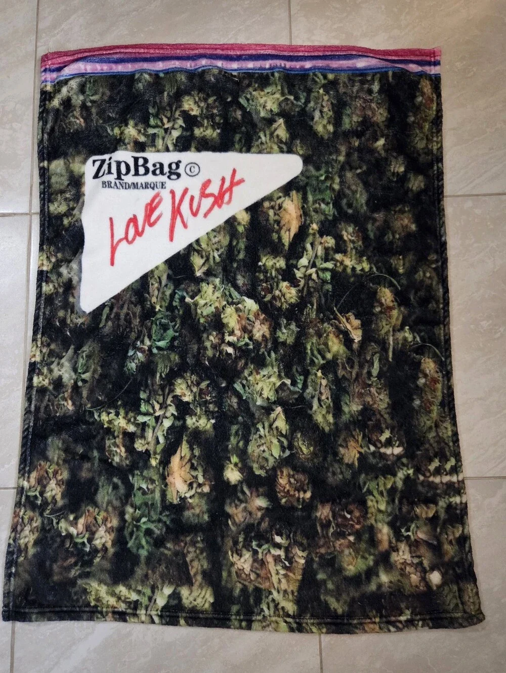 Cannabis Bag Novelty Throw Blanket & 18x18 Pillow Cover Set, EUC